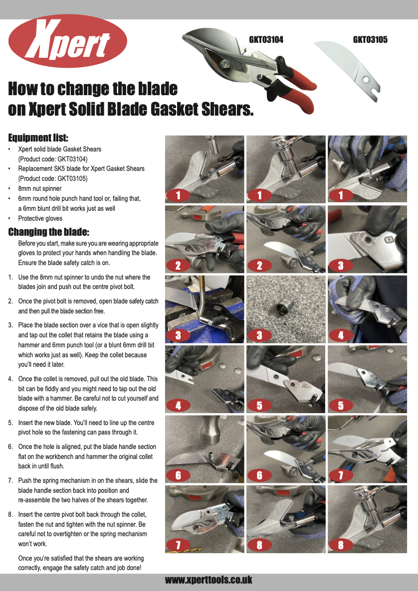 Xpert Gasket Shears Blade Change
